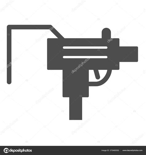 Uzi Machine Solid Icon Gun Vector Illustration Isolated On White