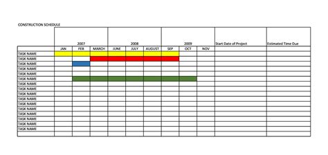 Printable Construction Schedule Template