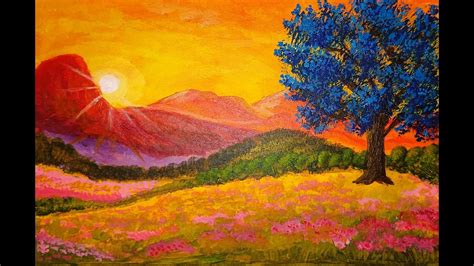 Picturesque Landscape Acrylic Painting Youtube