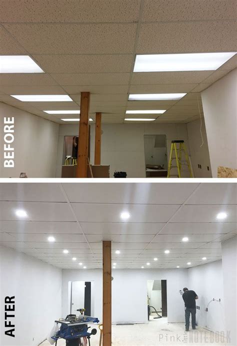 Best of basement lighting ideas drop ceiling. DIY: How To Update Old Ceiling Tile | Basement lighting ...