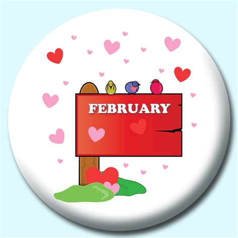 25mm February Month Sign Button Badge