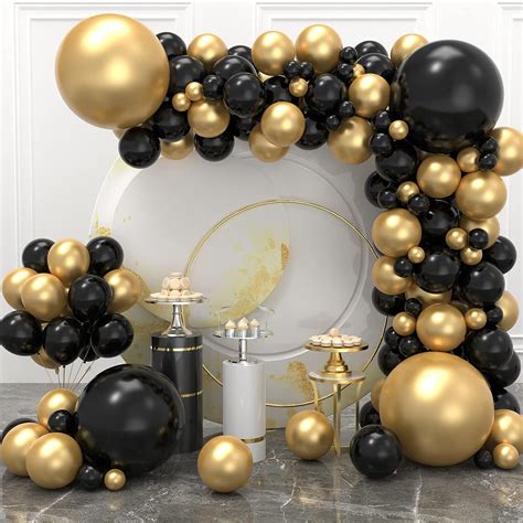 Joyypop Diy Black Gold Balloon Garland Arch Kit With Balloons Gold
