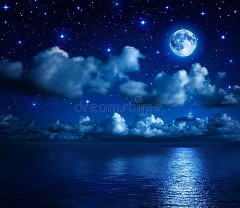 Romantic Landscape In The Starry Night Stock Photo Image Of Moon