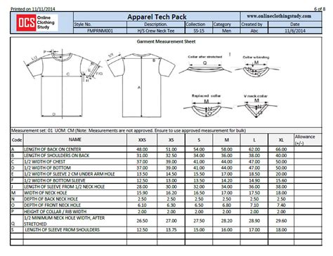 Excel Templates Fashion Spec Sheet Template