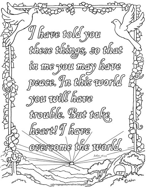 Coloring Pages for Kids by Mr. Adron: John 16:33 Printable ...