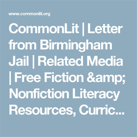 Historical leaders like martin luther king, jr. Letter from Birmingham Jail | Commonlit, English language arts high school, Literacy resource