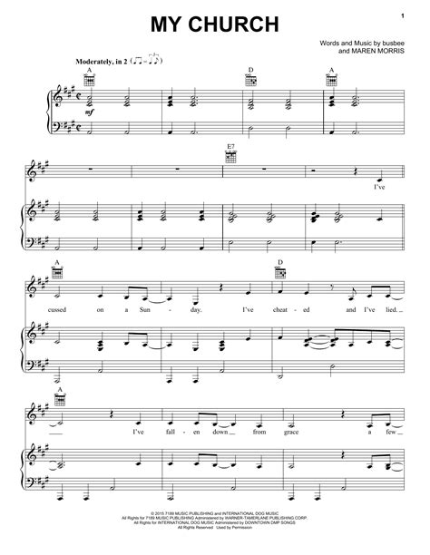 My Church Sheet Music Maren Morris Piano Vocal And Guitar Chords