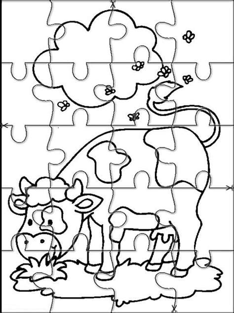 Dibujos de Rompecabezas de la Vaca para Colorear para Colorear, Pintar