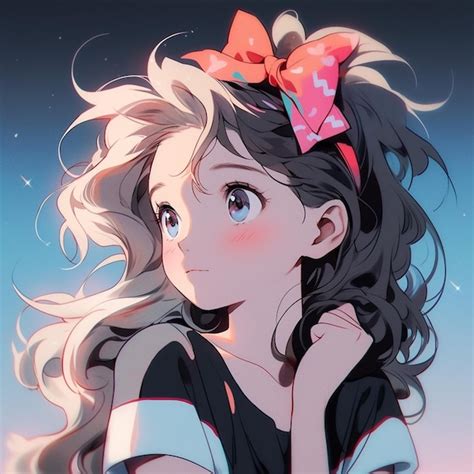 Premium Ai Image Anime Girl With Long Hair And A Bow In Her Hair Generative Ai