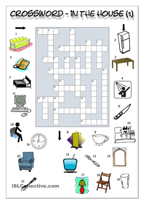 Complete The Furniture Words In The Crossword - ESLBO Resources - MS GROOM'S ENGLISH CLASS