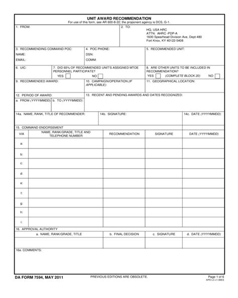 Da Form 7598 Fillable Printable Forms Free Online