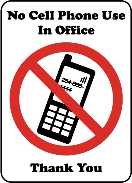 No Cell Phone Use Office Sign F7218
