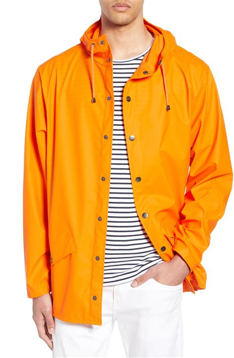 Rains Lightweight Hooded Rain Jacket In Orange For Men Lyst