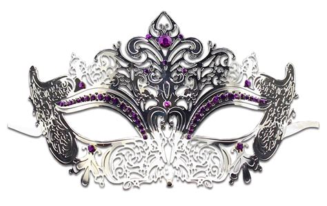 Silver Series Womens Laser Cut Metal Venetian Masquerade Crown Mask