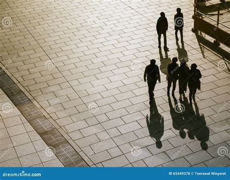 People Walking On Pathway Top View Silhouette Royalty Free Stock Image
