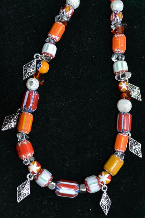 chevron beads necklace, trade beads in 2020 | African trade bead jewelry, Trade beads, Unique 