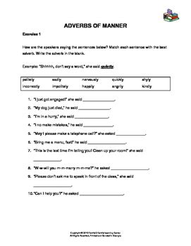 Adverbs of frequency, place, manner, degree, duration, relative, time. ADVERBS OF MANNER by Family 2 Family Learning Resources | TpT