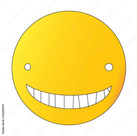 Creepy Grin Emoji Yellow Face Emoticon With Small White Eyes And A
