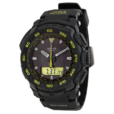 Customize casio watches for gifts. Casio Pro Trek Tough Solar Black Dial Black Rubber Men's ...