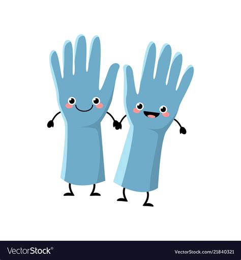 Cute Cartoon Gloves Character Royalty Free Vector Image