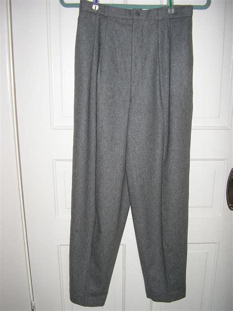 Vintage 80s Gray Wool High Waisted Narrow Leg Pants Pleat Front