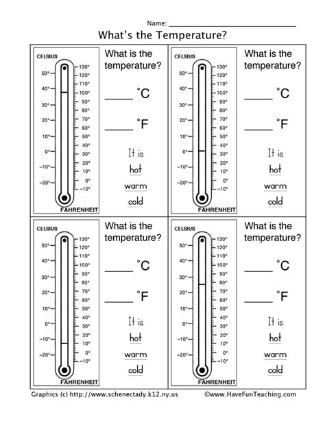 Whats The Temperature Worksheet Have Fun Teaching