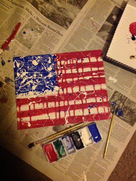 Abstract Splatter American Flag Painting American Flag Painting Flag
