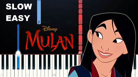 Mulan Reflection Slow Easy Piano Tutorial Youtube