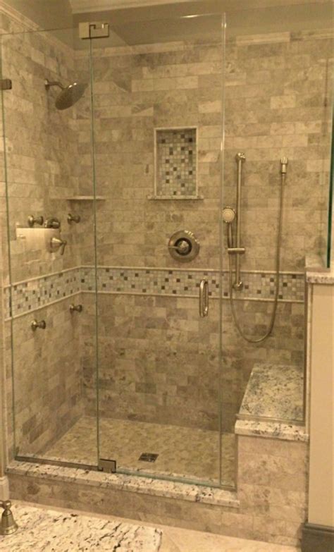 Franciscan custom shower base with bench seat, and rebath classic subway tile wall system. 5 Shower Bench Ideas