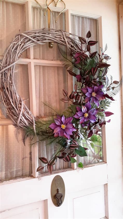 Jackman Clematis White Grapevine Wreath | Etsy | White grapevine wreath, Grapevine wreath ...
