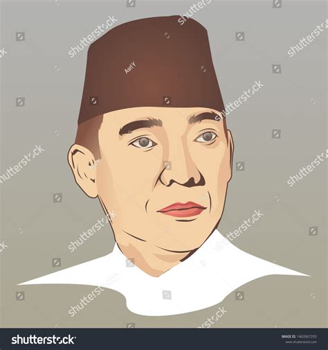 Vektor Stok Soekarno First President Republic Indonesia Vector Tanpa