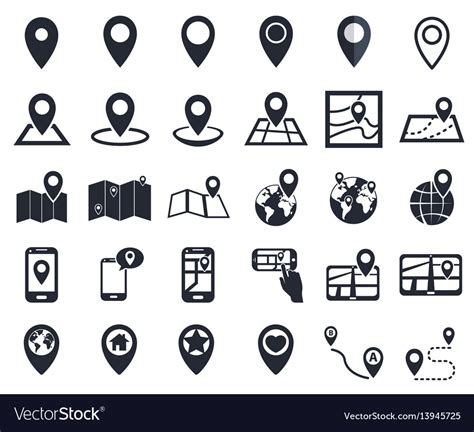 Map Pointer Icons Gps Location Symbol For Vector Image