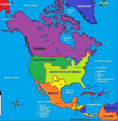 North America Map With Names United States Map