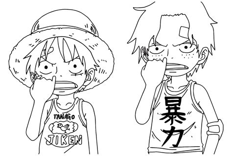 Portgas D Ace And Luffy Coloring Page Free Printable Coloring Pages