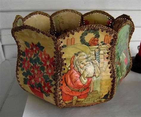 I love the tiny jewelry tags from consumer crafts. VTG 1960s Christmas Card Basket Bowl Crocheted Container ...