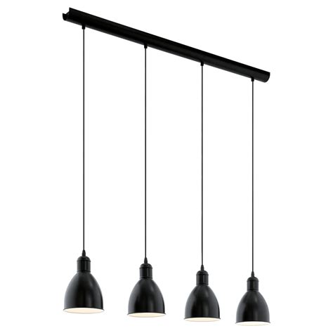 Eglo Lighting Priddy 4 Light Ceiling Bar Pendant Made Of Steel In Black