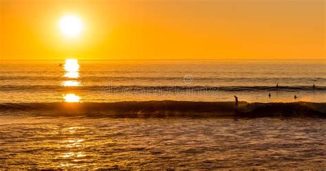 Surfing Sunset Stock Photo Image Of Cliffs Water California 95687468