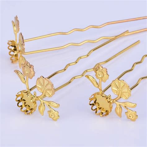 75mm Brass U Shape Hair Pin Base Flowers And U Pins With 10mm Etsy