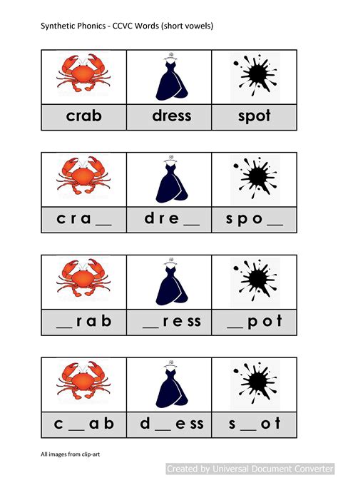 Cvc words are also great for the important skill of sound manipulation. Phonics Activities CCVC Words