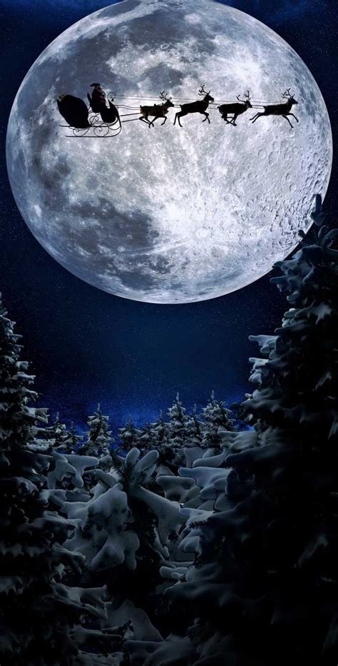 Santa Sleigh Moon Christmas Backdrop 9264 Christmas Scenes Santa