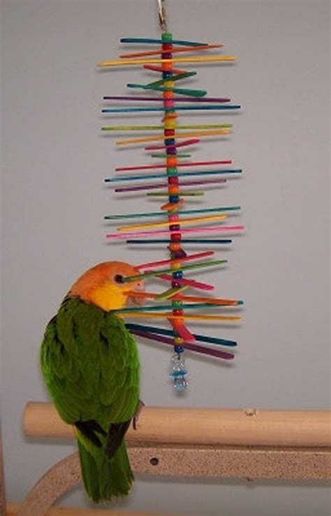 Small Bird Toy Stack Of Sticks Parrot Toys Etsy Parrot Toys