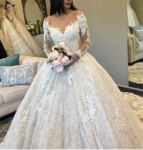 .wedding dress 2021 detachable train vintage long sleeves v neck plus size bridal gown category weddings & events » wedding dresses. Vintage Long Sleeves Lace Ball Gown Wedding Dresses ...