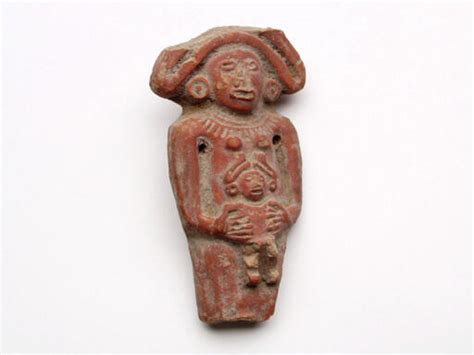 Ceramic Human Figure Head Fragment Of Fertility Goddess With Child