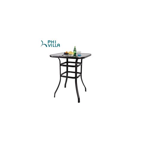 Phi Villa Patio 3 Pc Swivel Bar Sets Textilene High Bistro Sets 2 Bar