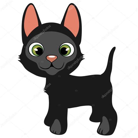 Dibujos Animados De Gato Negro Con Ojos Verdes Vector De