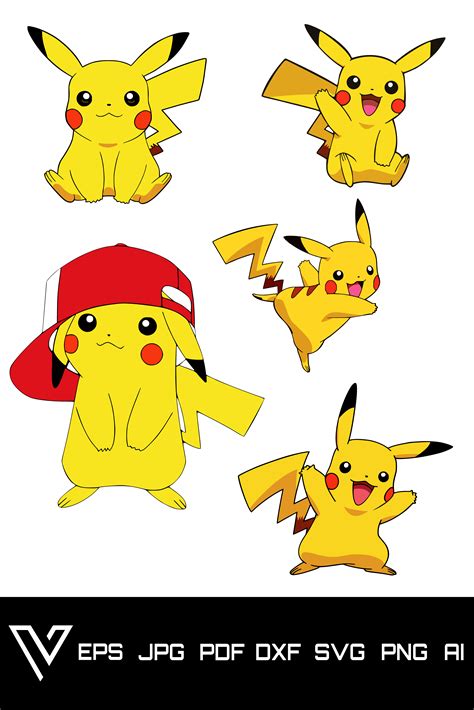 Pikachu Pokemon Svg Bundle Pikachu Pokemon Cricut Silhouette Vector