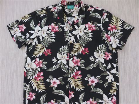 Hawaiian Shirt Jade Fashions Black Floral Print Aloha Shirt Hibiscus