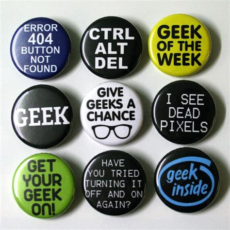 Computer Geek Badges Buttons Pinbacks X 9