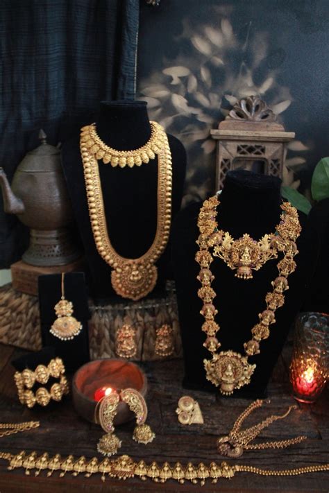 buy gold plated south indian lakshmi temple jewelry necklace set online in india etsy