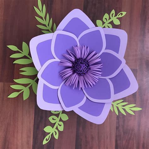 Paper Flowers Pdf Petal 15 Paper Flower Template With Base Etsy
